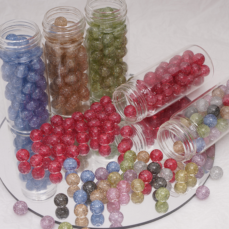 Resin Art Notes - 8/10mm Resins Round Shaped Beads Glitter