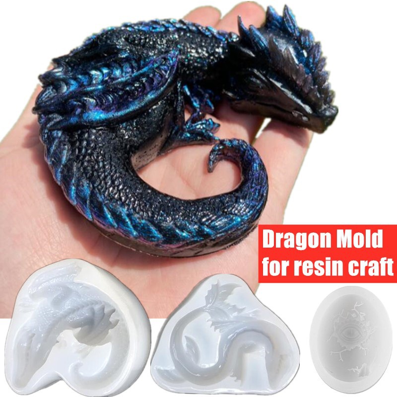 Resin Art Clock - 3 Styles Mirror Sleepy Dragon Dinosaur