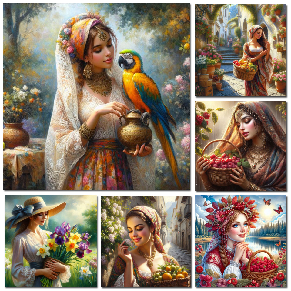Resin Art Wall - 1pc frameless Diamond Painting Woman Portrait