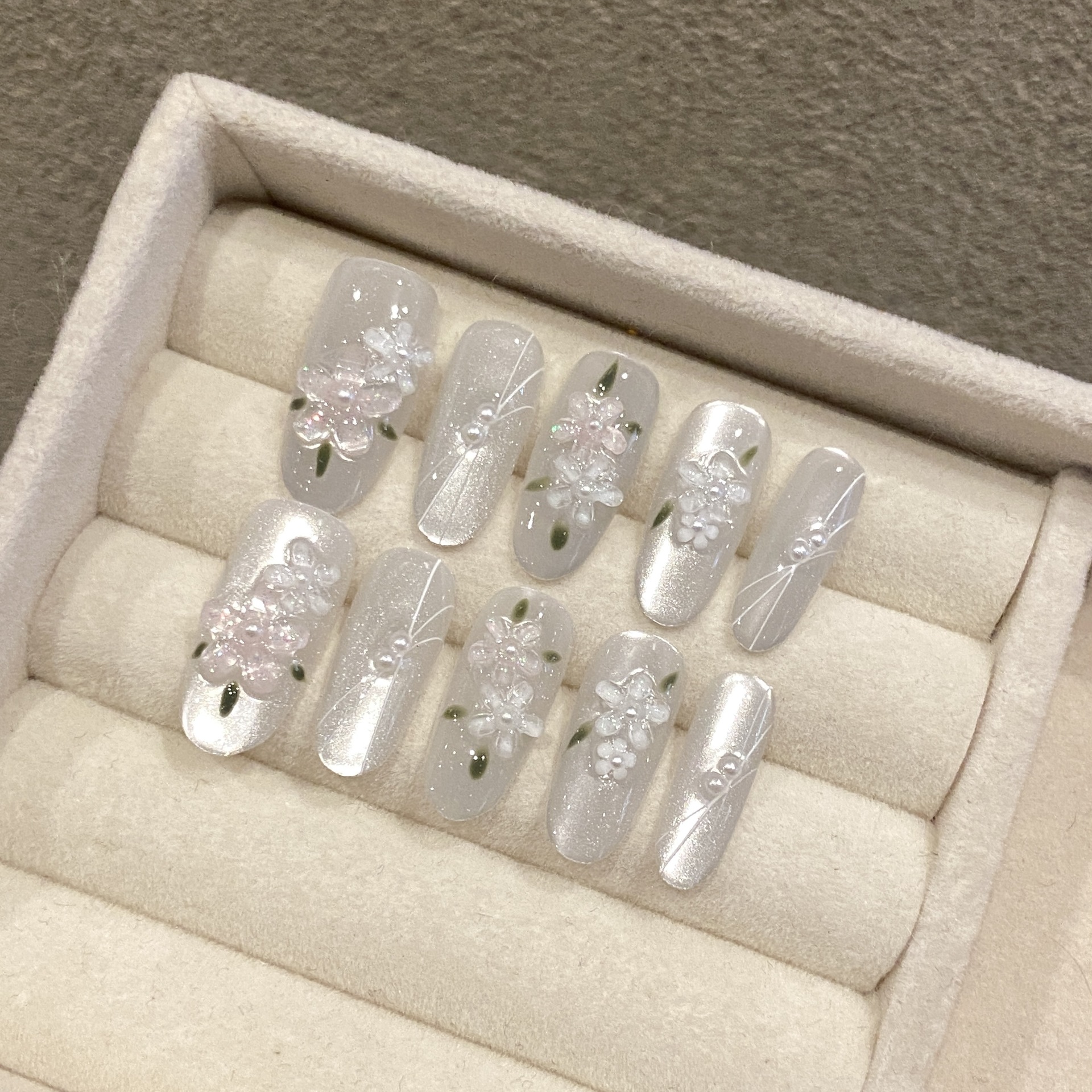 Resin Art Glitter - 10pcs Glitter Sliver Press On Nails