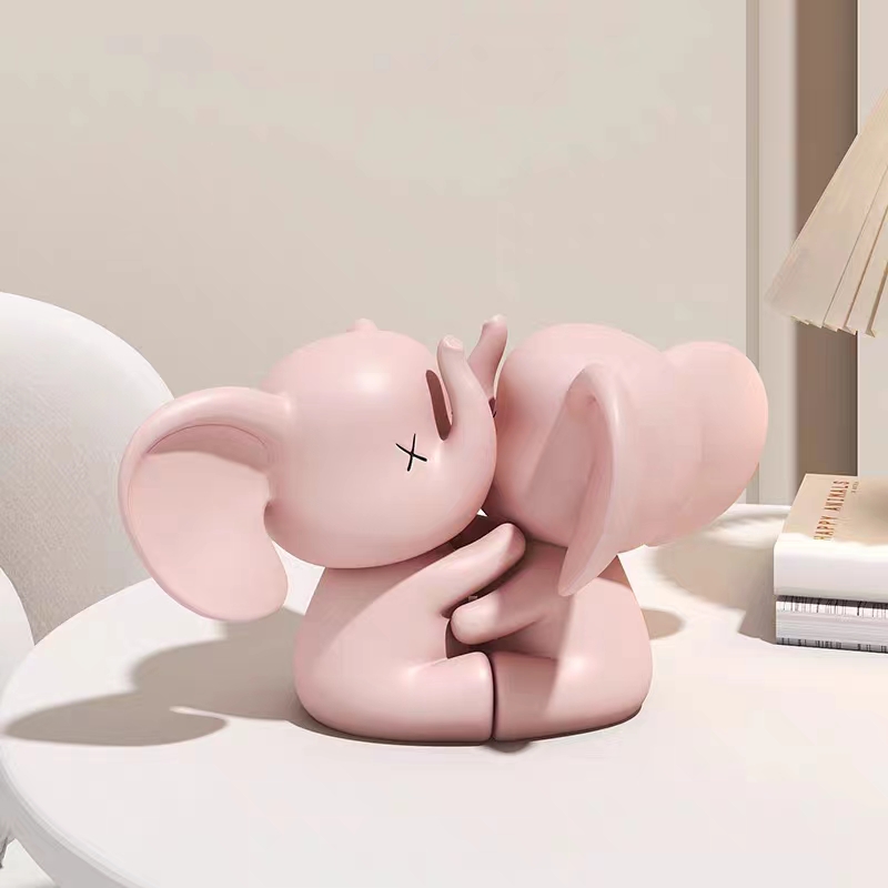 Resin Art Wedding Gift - Elephant Hugging Ornaments Cartoon Pair Elephant