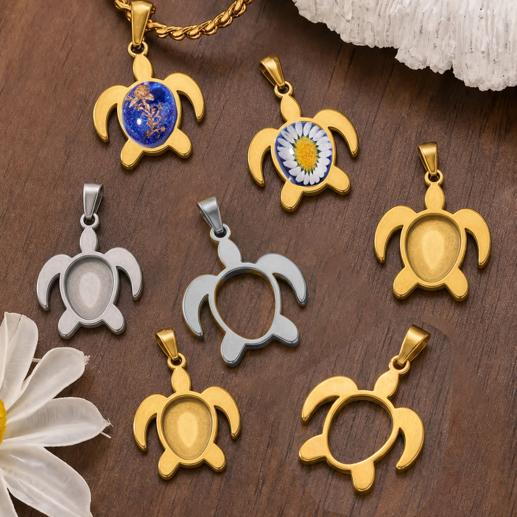 Resin Art Notes - 5pcs Stainless Steel Turtle Pendant Fit