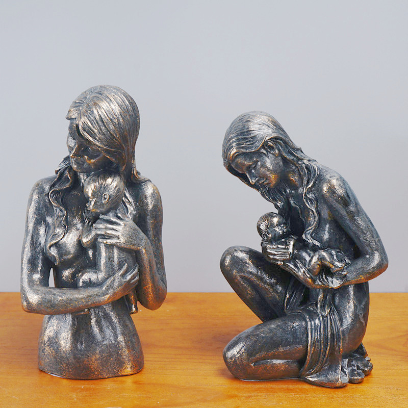 Resin Art Wedding Gift - Mother Child Resin Sculpture Heartwarming Family
