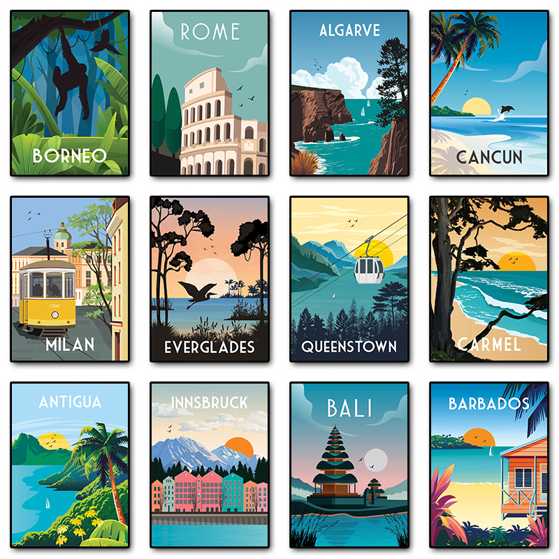 Resin Art Wall - Travel Illustrated Diamond Painting Carmel Milan