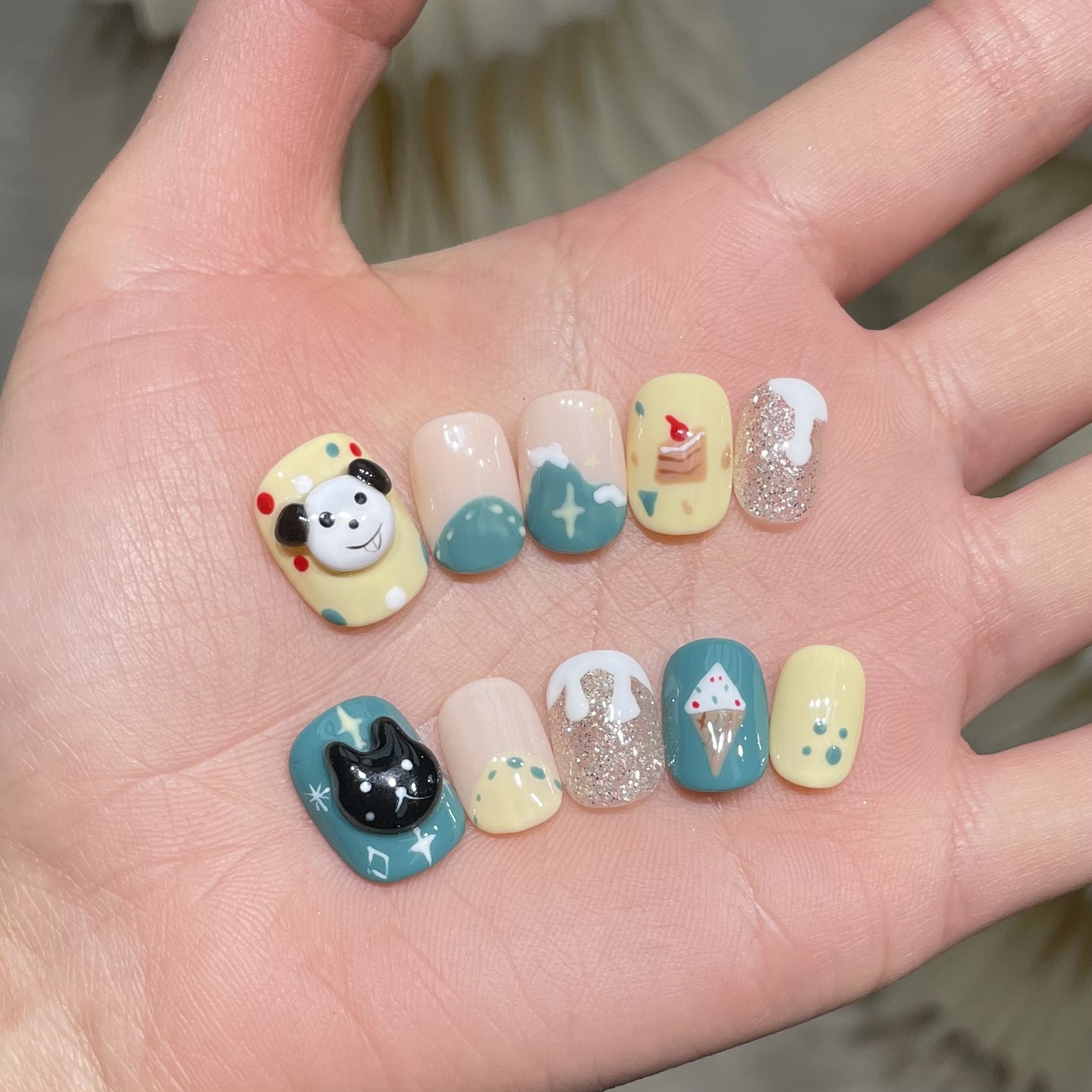 Resin Art Glue - 10Pcs Handmade Press On Nails Cute