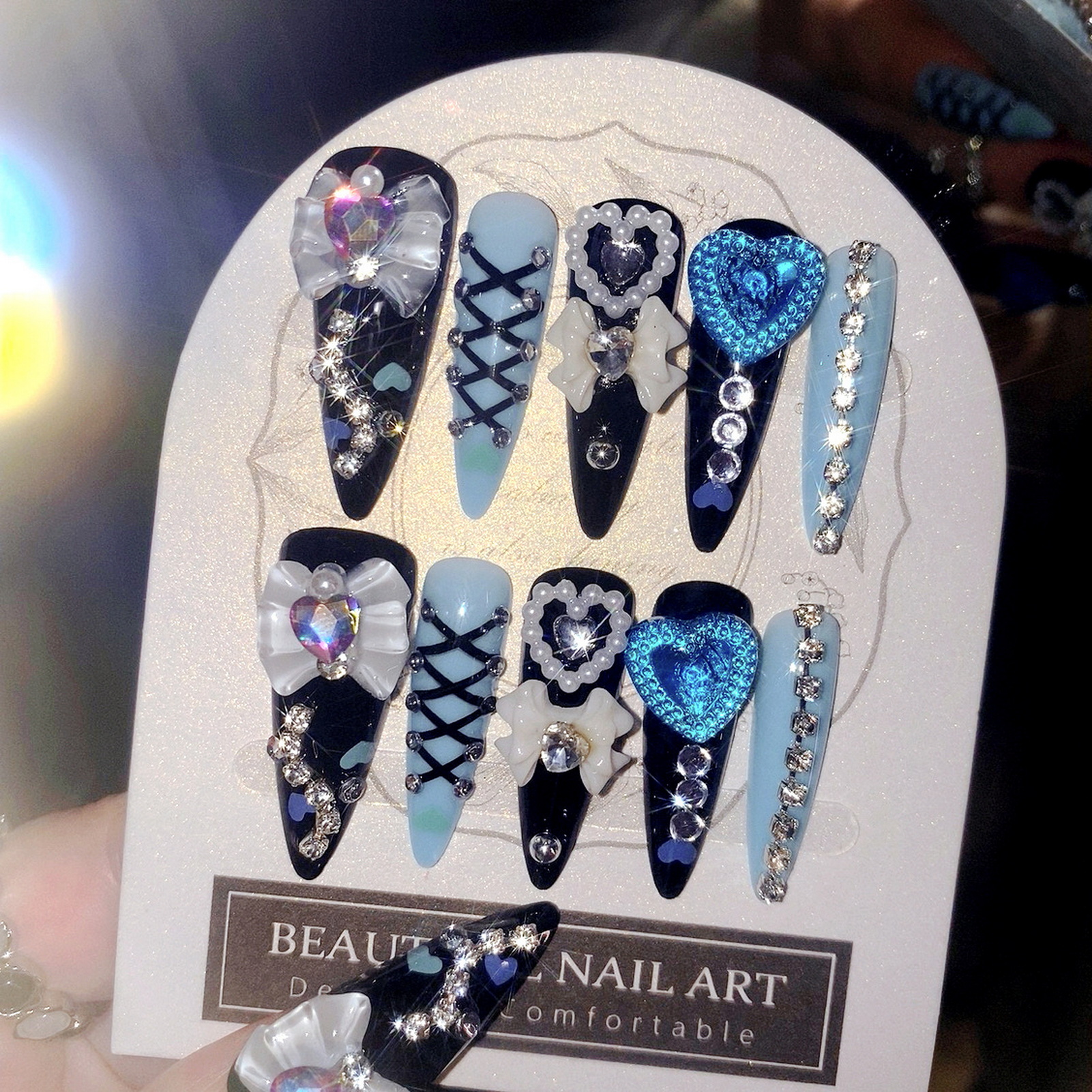 24pcs 3D Bow Decor False Nails - Resin Art Glitter recension och pris