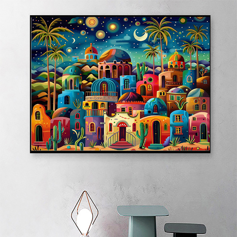 Frameless,Night View 5D Diamon - Resin Art Wall recension och pris