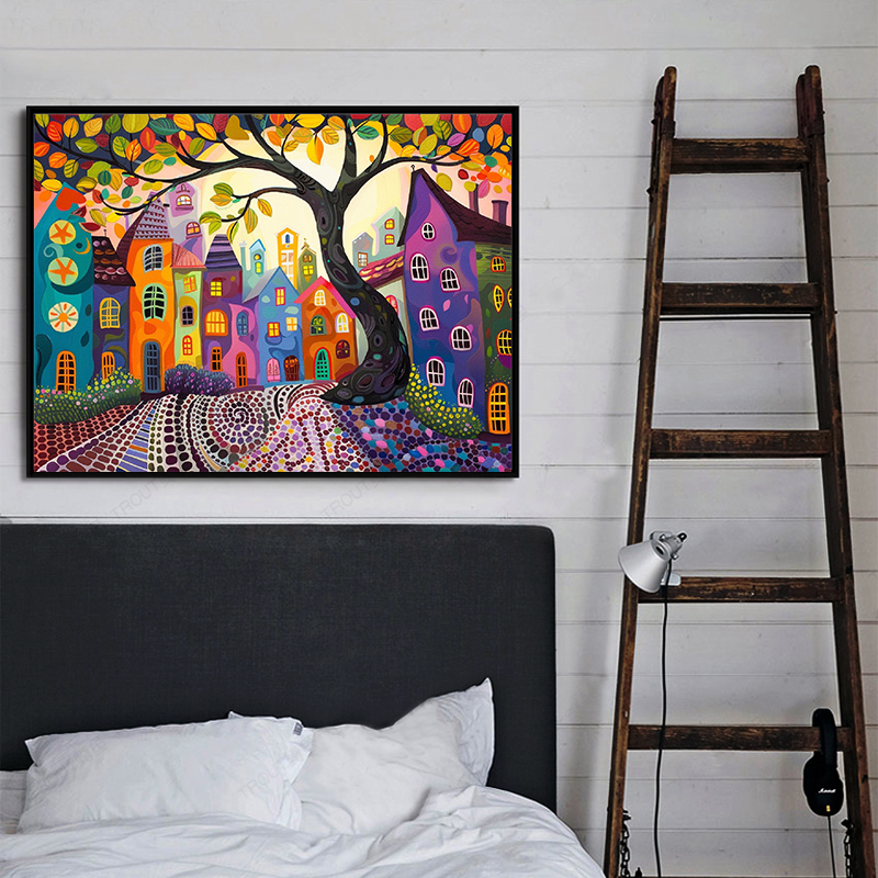 Frameless,Night View 5D Diamon - Resin Art Wall recension och pris