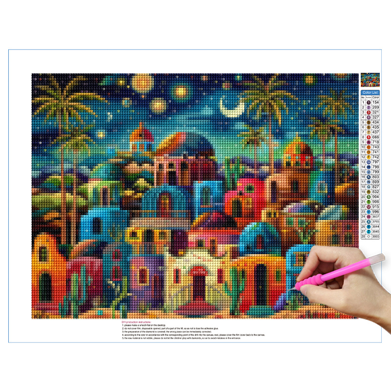 Frameless,Night View 5D Diamon - Resin Art Wall recension och pris