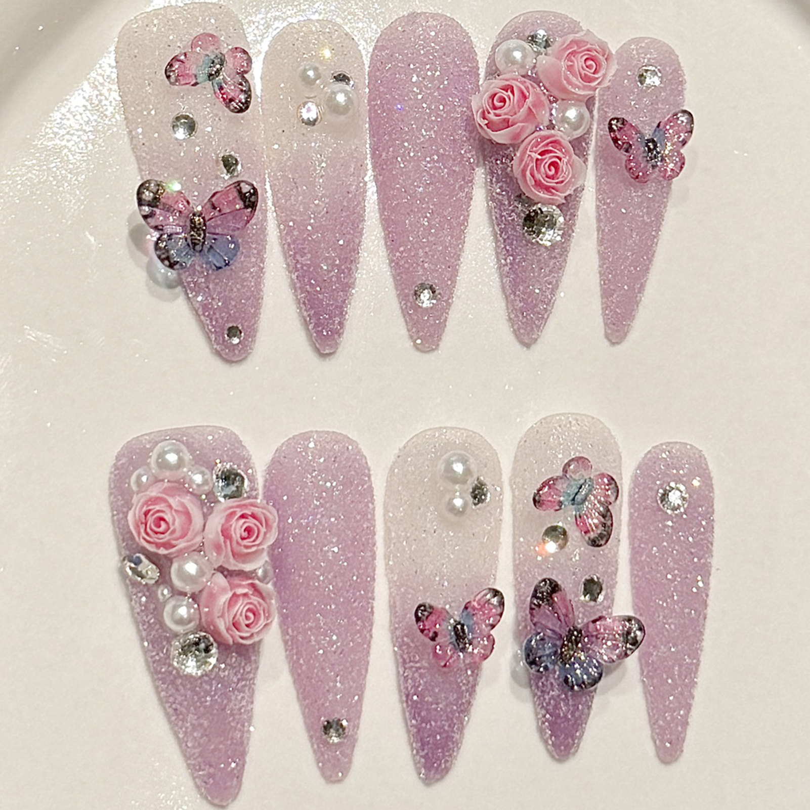 10pcs Long Stiletto Handmade F - Resin Art Glitter recension och pris