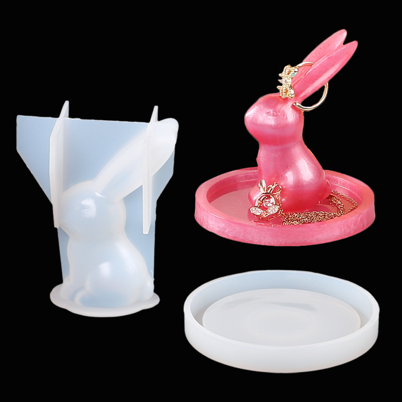 2Pcs 3D Bunny Ring Holder Sili - Resin Art Clock recension och pris