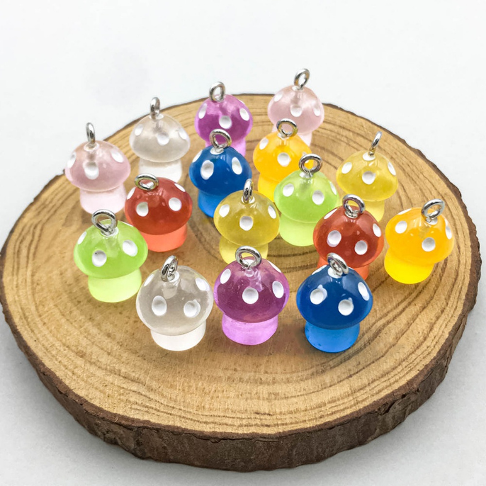 16pcs Luminous Mushroom Charms - Resin Art Notes recension och pris